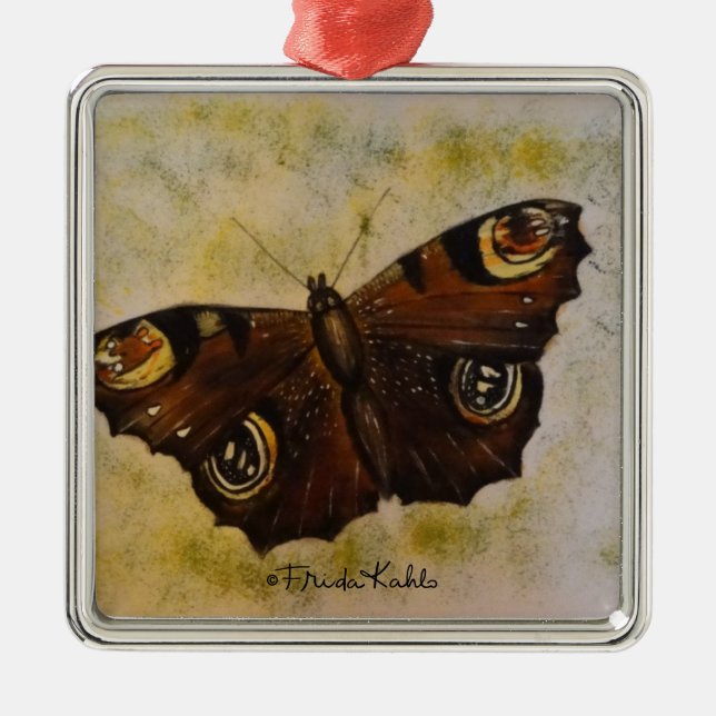 Frida Kahlo Painted Butterfly Metal Tree Decoration (Front)