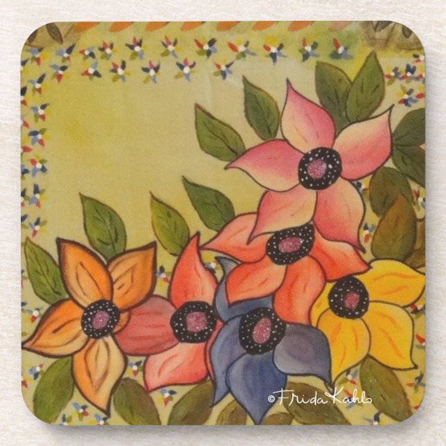 Frida Kahlo Painted Flores Coaster (Front)