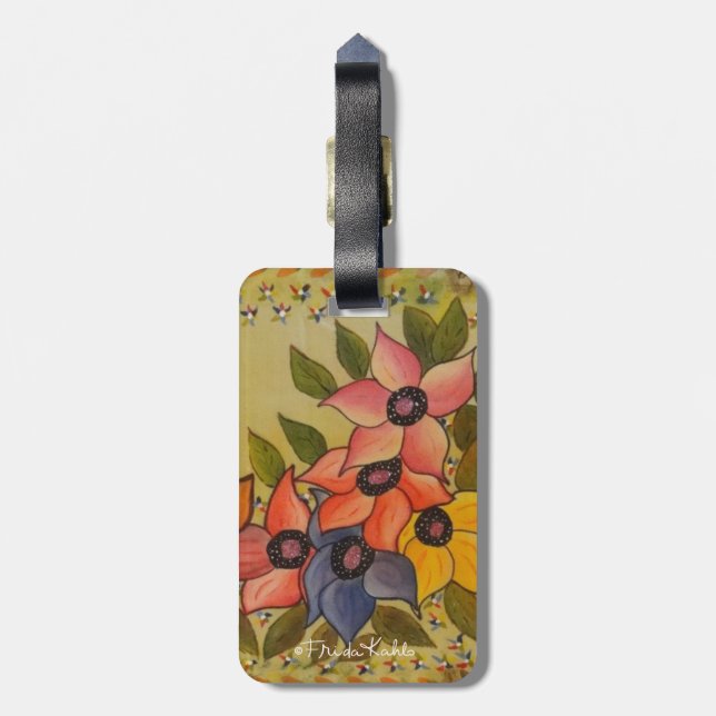 Frida Kahlo Painted Flores Luggage Tag (Back Vertical)