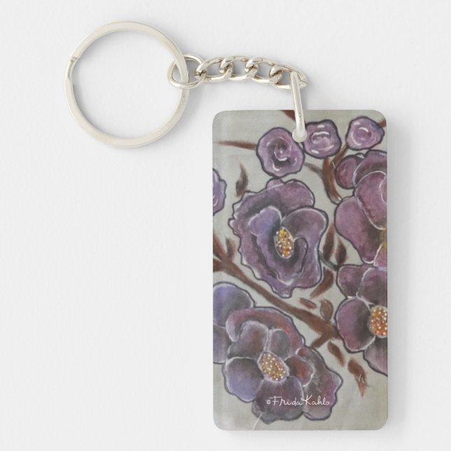 Frida Kahlo Painted Flowers Key Ring (Front)