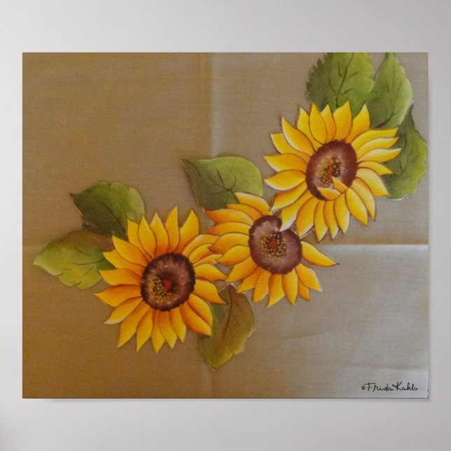 Frida Kahlo Painted Sunflowers Poster (Front)