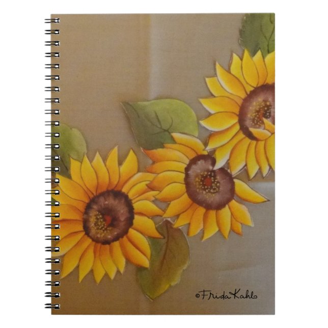 Frida Kahlo Painted Sunflowers Spiral Notebook (Front)