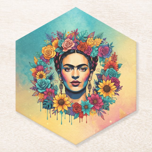 Frida Kahlo Paper Coaster (Front)