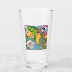 Frida Kahlo Parrot Graphic Glass
