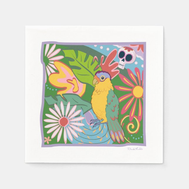 Frida Kahlo Parrot Graphic Napkin (Front)