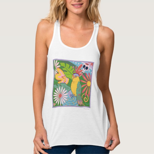 Frida Kahlo Parrot Graphic Singlet (Front)