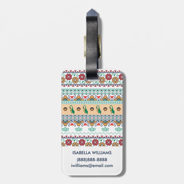 Frida Kahlo | Patrón de Colores Luggage Tag (Back Vertical)