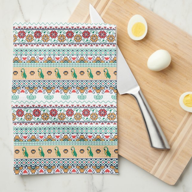 Frida Kahlo | Patrón de Colores Tea Towel (Quarter Fold)