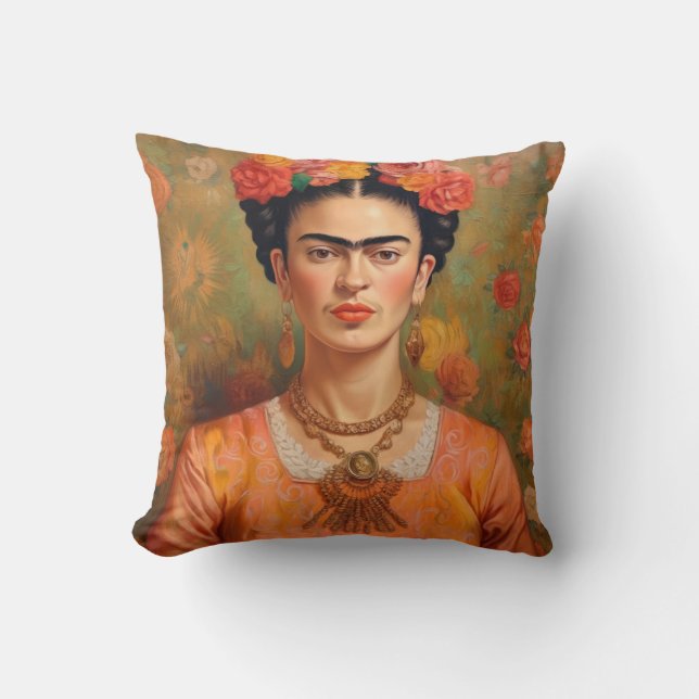 Frida Kahlo Pillow, Cushion, Frida Decor Cushion (Front)
