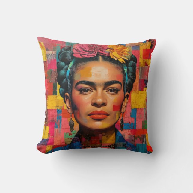 Frida Kahlo Pillow, Cushion, Frida Decor Cushion (Front)