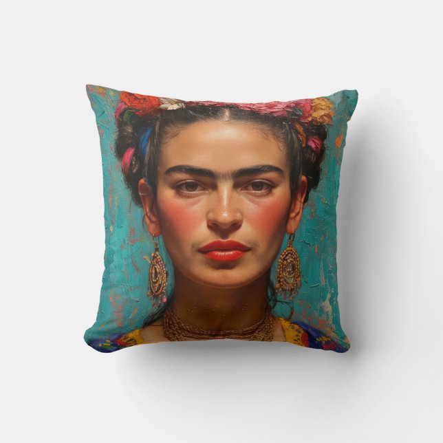 Frida Kahlo Pillow, Cushion, Frida Decor Cushion (Front)