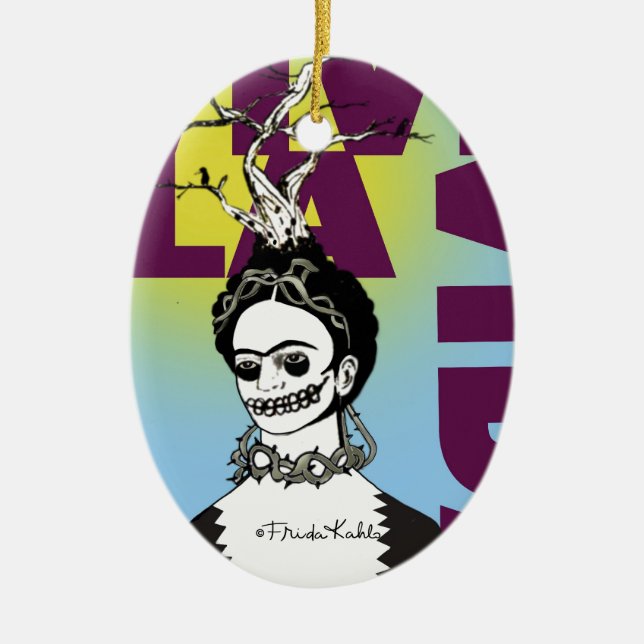Frida Kahlo Pop Art Portrait Ceramic Tree Decoration (Front)