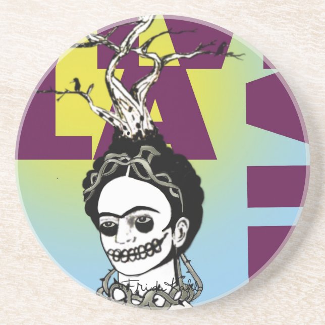 Frida Kahlo Pop Art Portrait Coaster (Front)