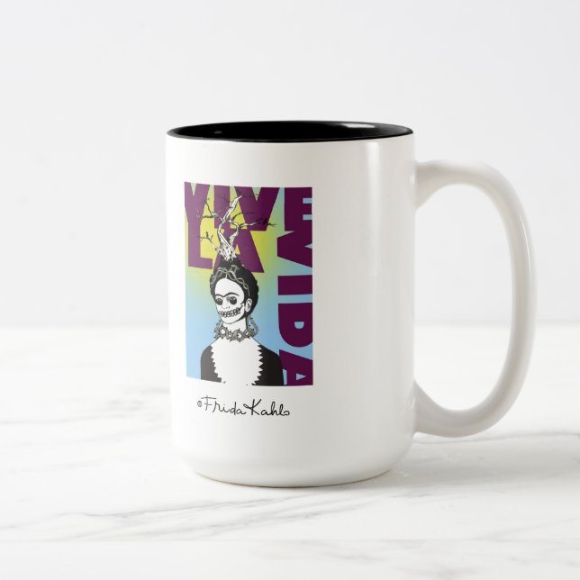 Frida Kahlo Pop Art Portrait Two-Tone Coffee Mug (Right)