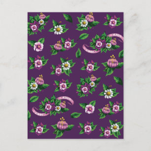 Frida Kahlo   Purlpe Floral Bouquet Pattern Postcard