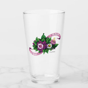 Frida Kahlo Purple Floral Bouquet Glass