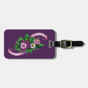 Frida Kahlo Purple Floral Bouquet Luggage Tag