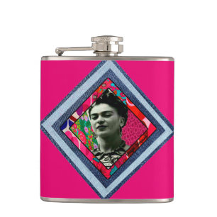 Frida Kahlo Retro Denim Diamond Hip Flask