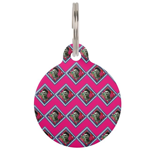 Frida Kahlo Retro Denim Diamond Pet Tag (Front)