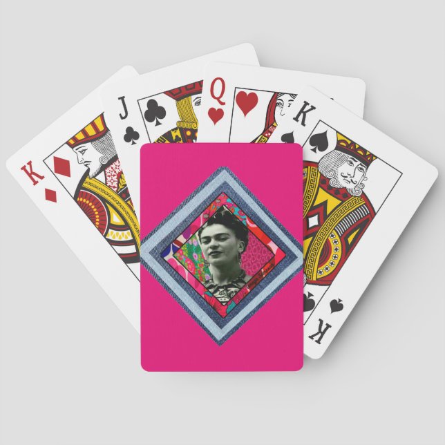 Frida Kahlo Retro Denim Diamond Playing Cards (Back)