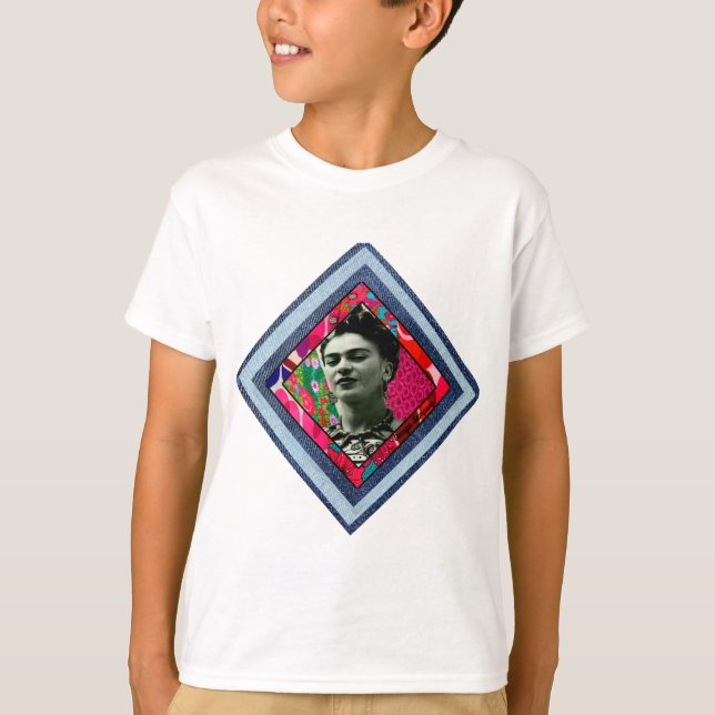 Frida Kahlo Retro Denim Diamond T-Shirt (Front)