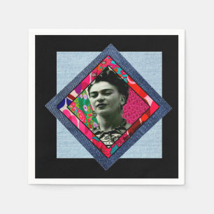 Frida Kahlo Retro Pink Denim Napkin
