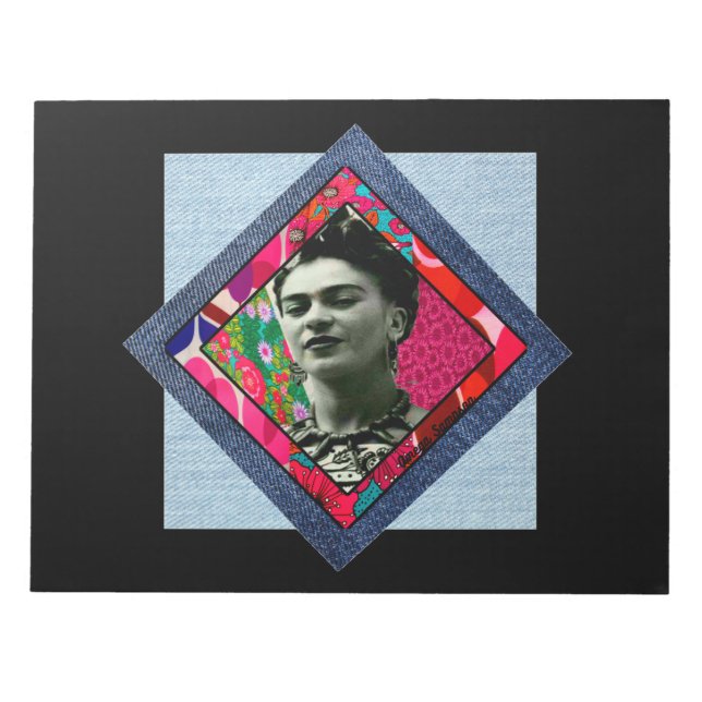 Frida Kahlo Retro Pink Denim Notepad (Front)