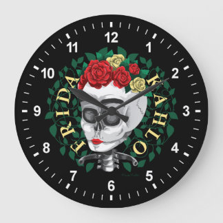 Frida Kahlo | Skull with Rose Crown Large Clock