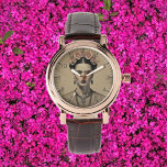 Frida Kahlo - Surreal Double Exposure Complex Art  Watch<br><div class="desc">Step into the world of Frida Kahlo with this mesmerising watch, where double exposure art meets surrealism on a cracked vintage postcard. This unique design is a celebration of complexity, blending modern and vintage elements to create an accessory that’s both dynamic and timeless. Perfect for those who appreciate the beauty...</div>