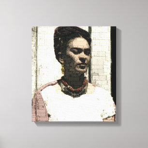 Frida Kahlo Textile Portrait Canvas Print
