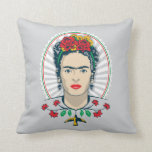 Frida Kahlo | Vintage Floral Cushion<br><div class="desc">This striking design is an ode to Frida Kahlo, the iconic Mexican painter. Frida has influenced millions with her brutal and revealing self-portraits inspired by her culture, her suffering and her strong political beliefs. This bold inspirational folk art shows the iconic artist wearing a floral headband against a colourful background....</div>