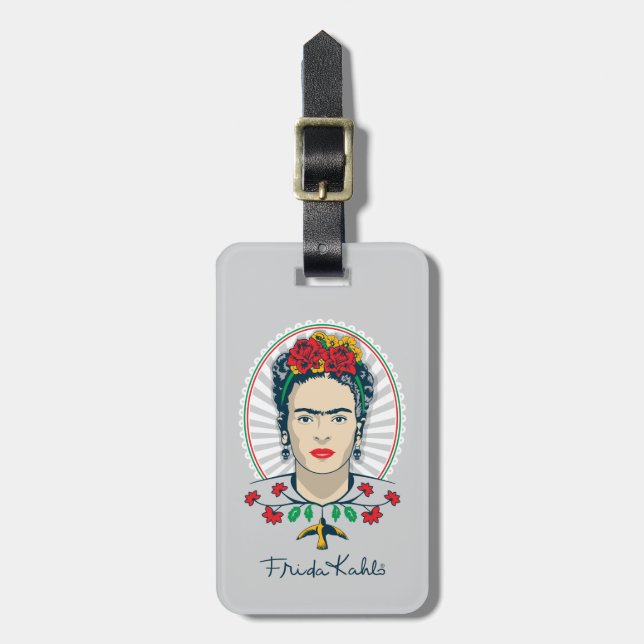 Frida Kahlo | Vintage Floral Luggage Tag (Front Vertical)