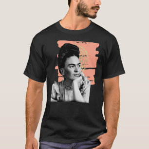 Frida Kahlo, watercolor flowers, color, black and T-Shirt