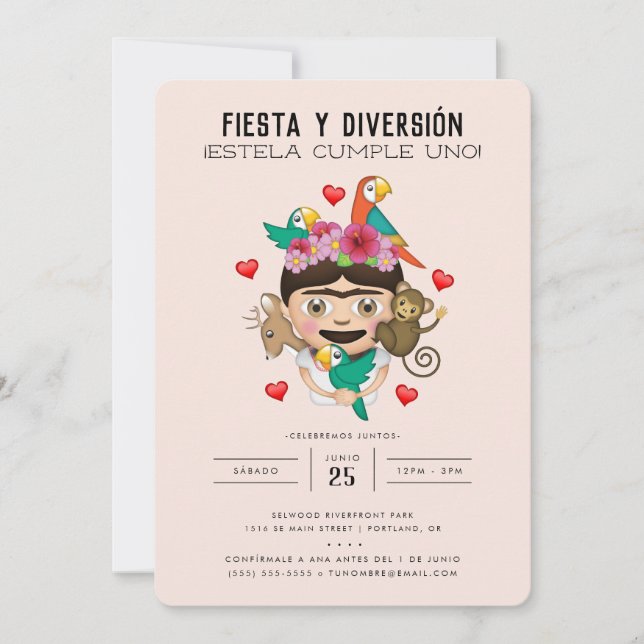 FridaMoji Fiesta Birthday Invitation (Front)