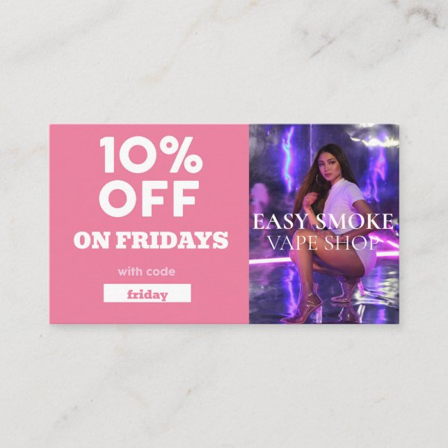 Friday Discount Code Special Vape Shop Business Card (Front)