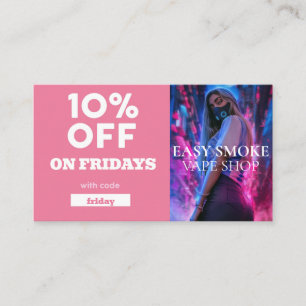 Friday Discount Code Special Vape Shop Business Card