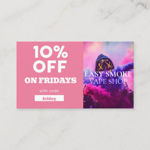 Friday Discount Code Special Vape Shop Business Card
