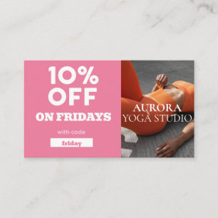 Friday Discount Code Special Yoga Studio Business Card