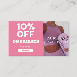 Friday Discount Code Special Yoga Studio Business Card