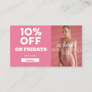 Friday Discount Code Special Yoga Studio Business Card