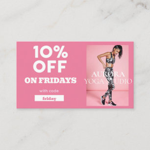 Friday Discount Code Special Yoga Studio Business Card