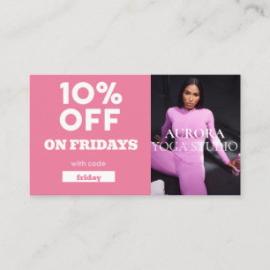 Friday Discount Code Special Yoga Studio Business Card