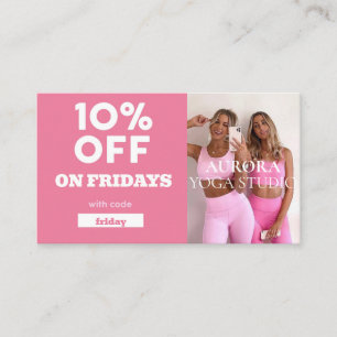 Friday Discount Code Special Yoga Studio Business Card