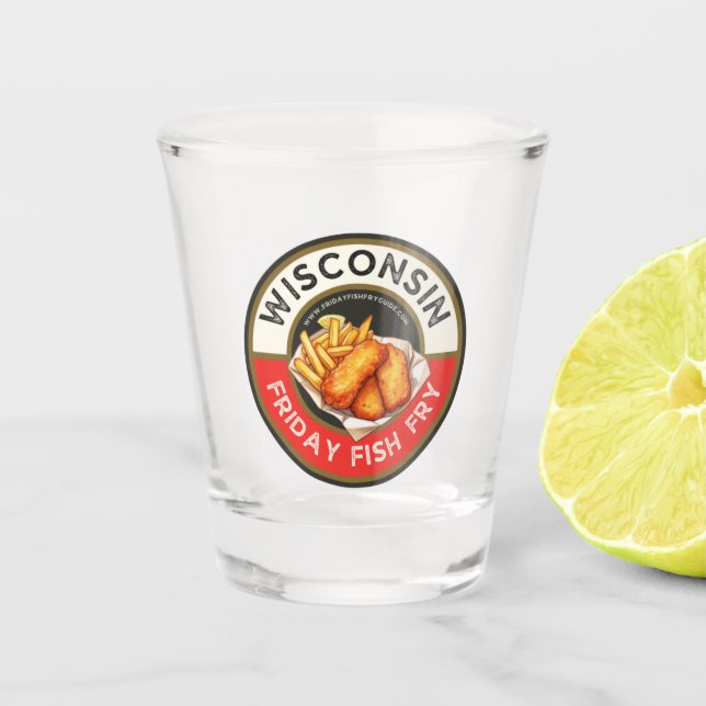 Friday Fish Fry Guide Shot glass (Front)
