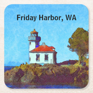 Friday Harbour Lime Kiln Lighthouse Paper Coaster