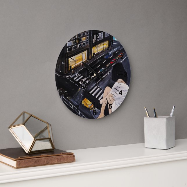 Friday Night Painting by Alfred Fox Large Clock (Office)