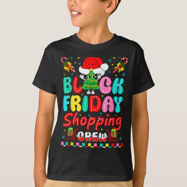Friday Shopng Crew Christmas Lights Black Shopng F T-Shirt (Front)