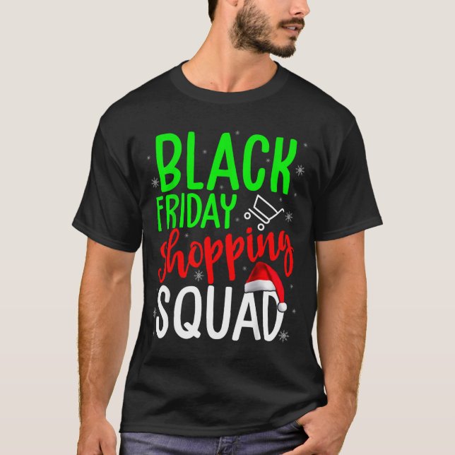 Friday Shopng Squad Cute Christmas Black Shopng Lo T-Shirt (Front)