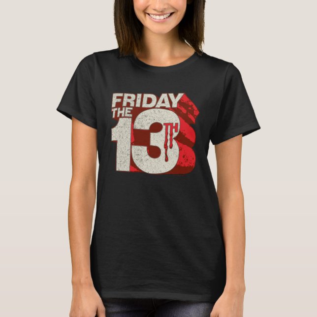 Friday the 13th | Bleeding Stacked 3D Logo T-Shirt (Front)