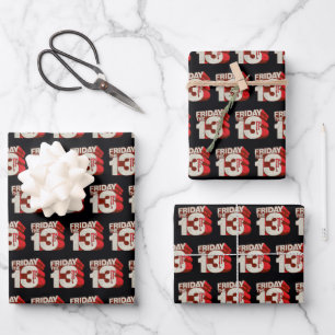 Friday the 13th   Bleeding Stacked 3D Logo Wrapping Paper Sheet